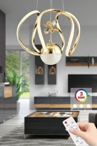Bigiee Ledli Üç Renk Gold Lüx Modern Led Avize